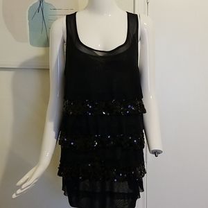 Lane Bryant black sequins ruffle top size 14W, GUC